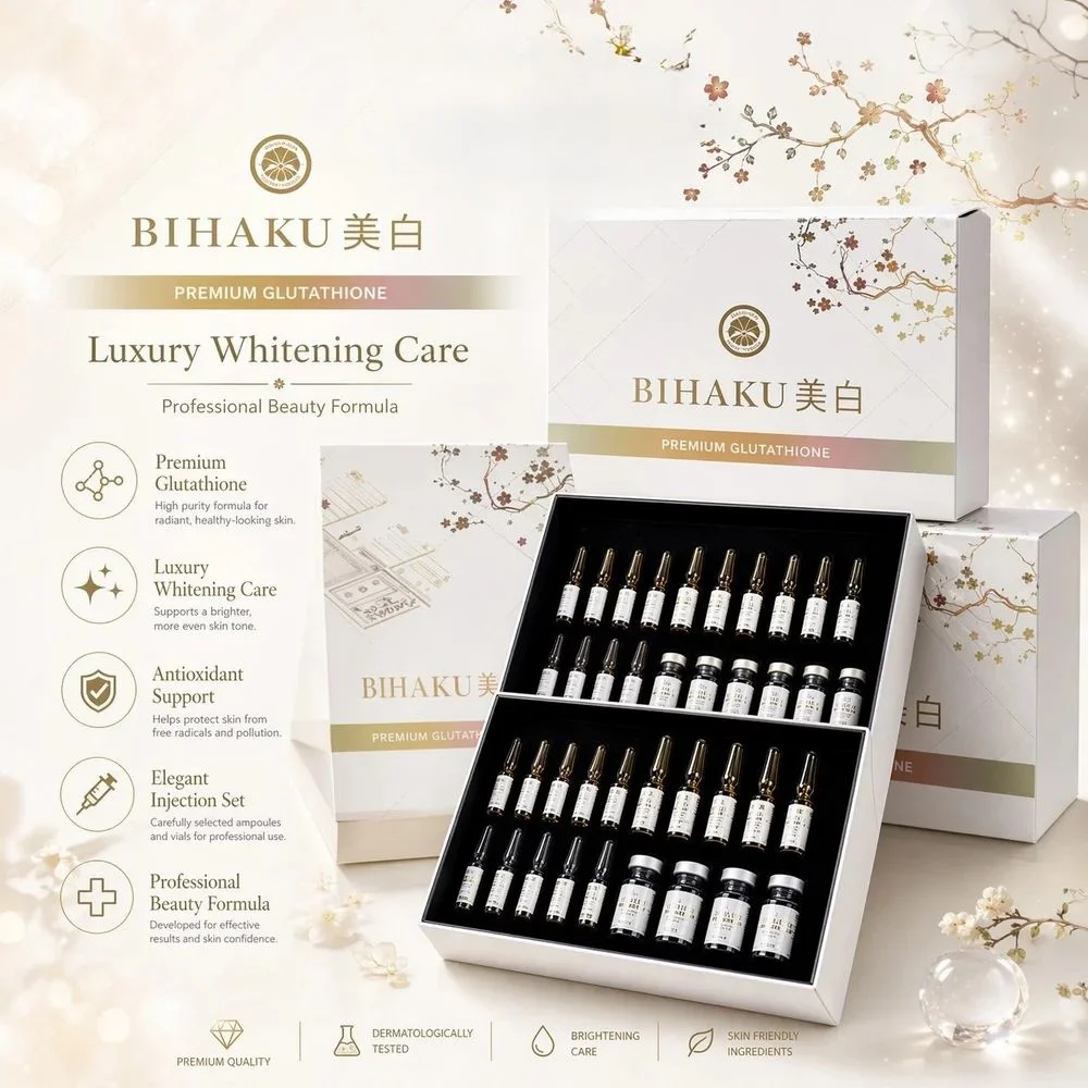 Bihaku Premium Glutathione 10,000mg Luxury Whitening Injection Set (10 Sessions)